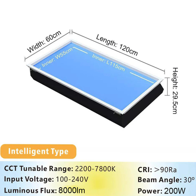 Fattore di potenza 0,9 Lampada LED a soffitto con potenza di uscita 150 watt e L1200 X W600 X H295mm