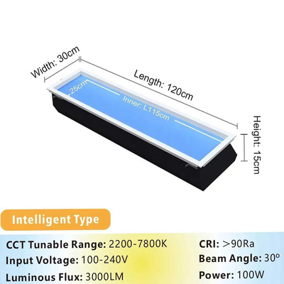 Controllo vocale intelligente supportato 100W LED Falso lucernario per il progetto circadiano