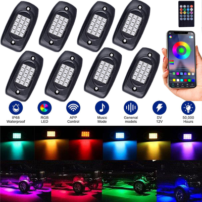 Kit pratico della luce della roccia del LED di RGB dell'automobile, luci della roccia del LED cambianti di colore 6000K
