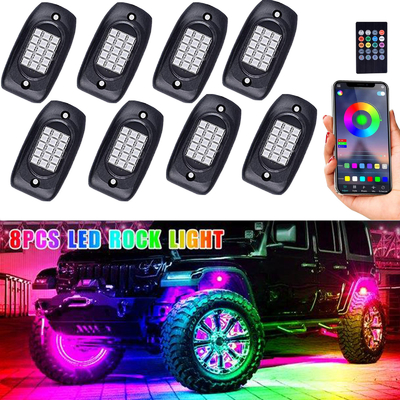 6000K 12VDC Bluetooth Rock Lights, luci LED RGB in plastica per pod