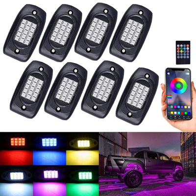 Multi colore LED RGB Rock Lights IP68 impermeabile 12V con modalità musica