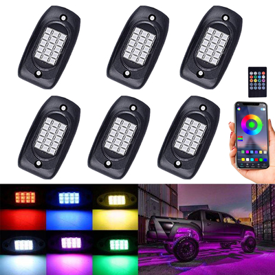 6 luci della roccia del LED di RGB del camion dei baccelli, corredo multicolore della luce della roccia di RGB
