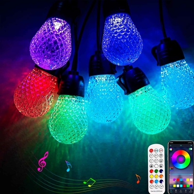 Dimmerabile 48ft RGB String Light Impermeabile DC12V 15 Lampadine Controllo App