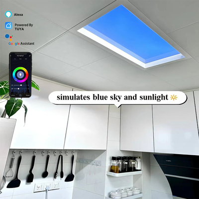 il cielo blu artificiale 600x600 ha condotto il telecomando di Tuya Wifi del pannello per soffitti del lucernario