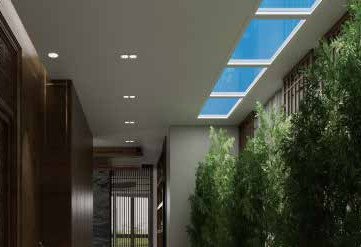 Nessuna luce blu lampeggiante Dimmable LED Falso lucernario 30 gradi con telecomando